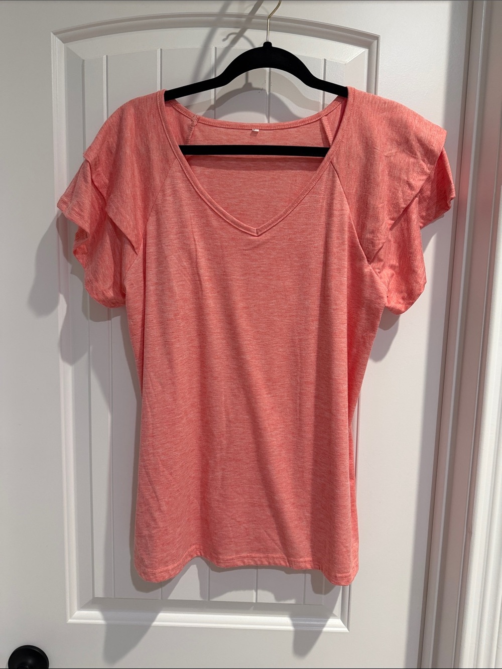 Women's Coral V-Neck Short Sleeve Tee - Lightweight Everyday Top